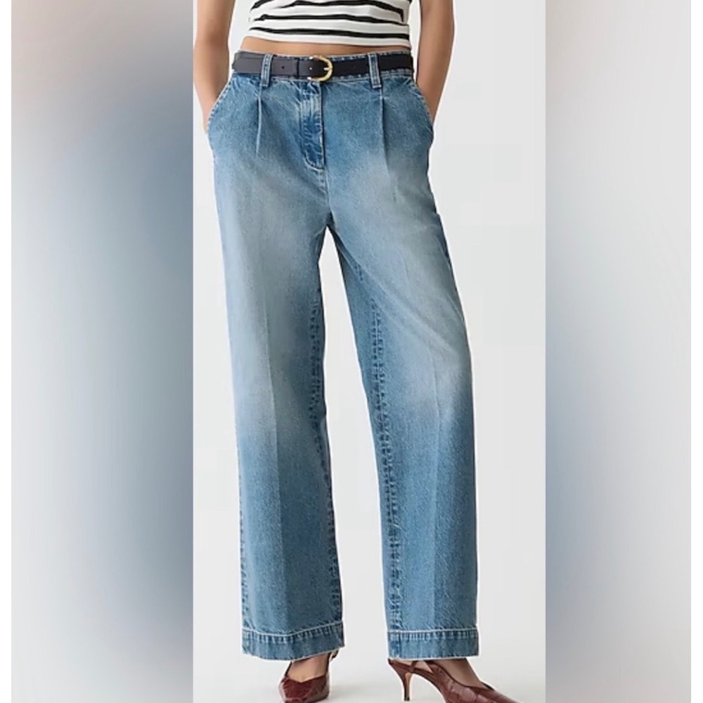 J.Crew essential wide leg jeans pleated NWT size 31 T